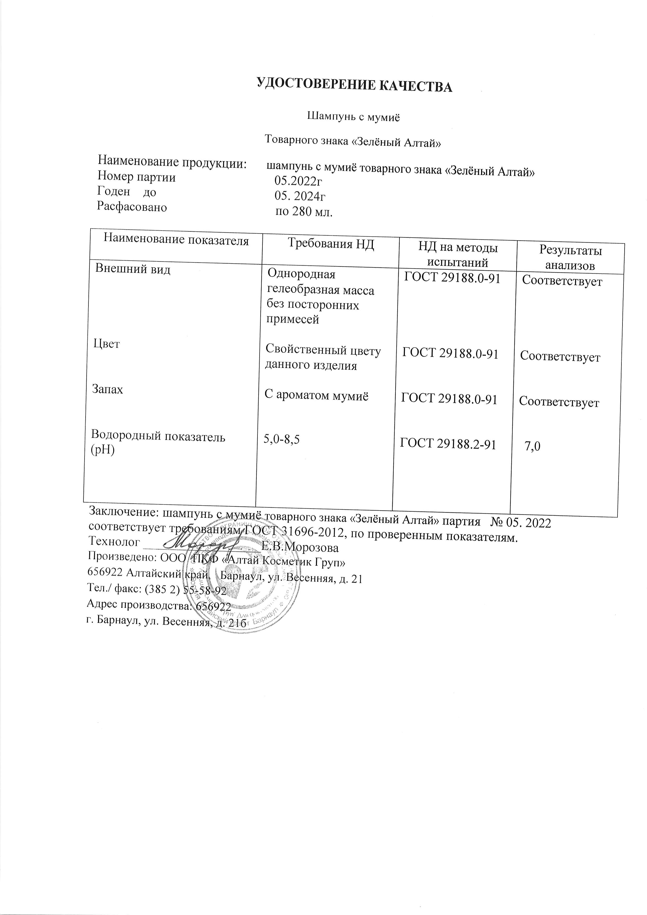 Паспорт №052022